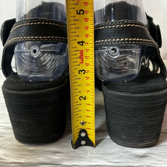 Aerosoles Women's Black Leather Shopping Bog Wedge Heel Platform Sandals - Picture 10 of 16